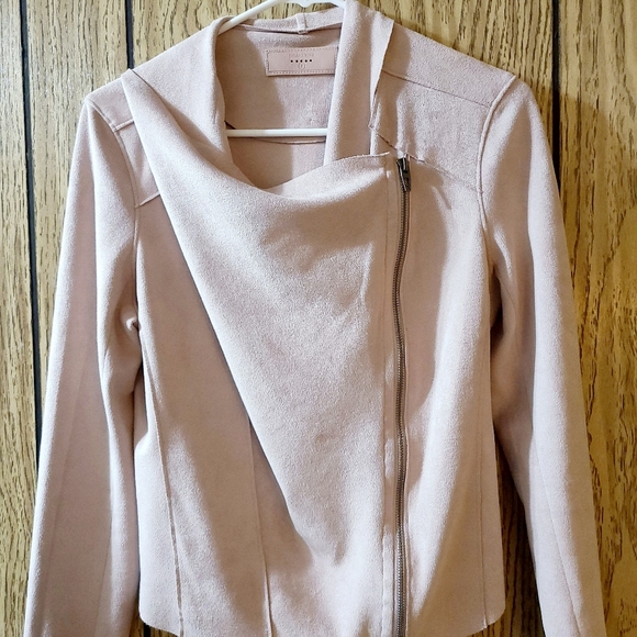 BLANKNYC Faux Suede Drape Front Jacket Pink Small - Picture 2 of 12